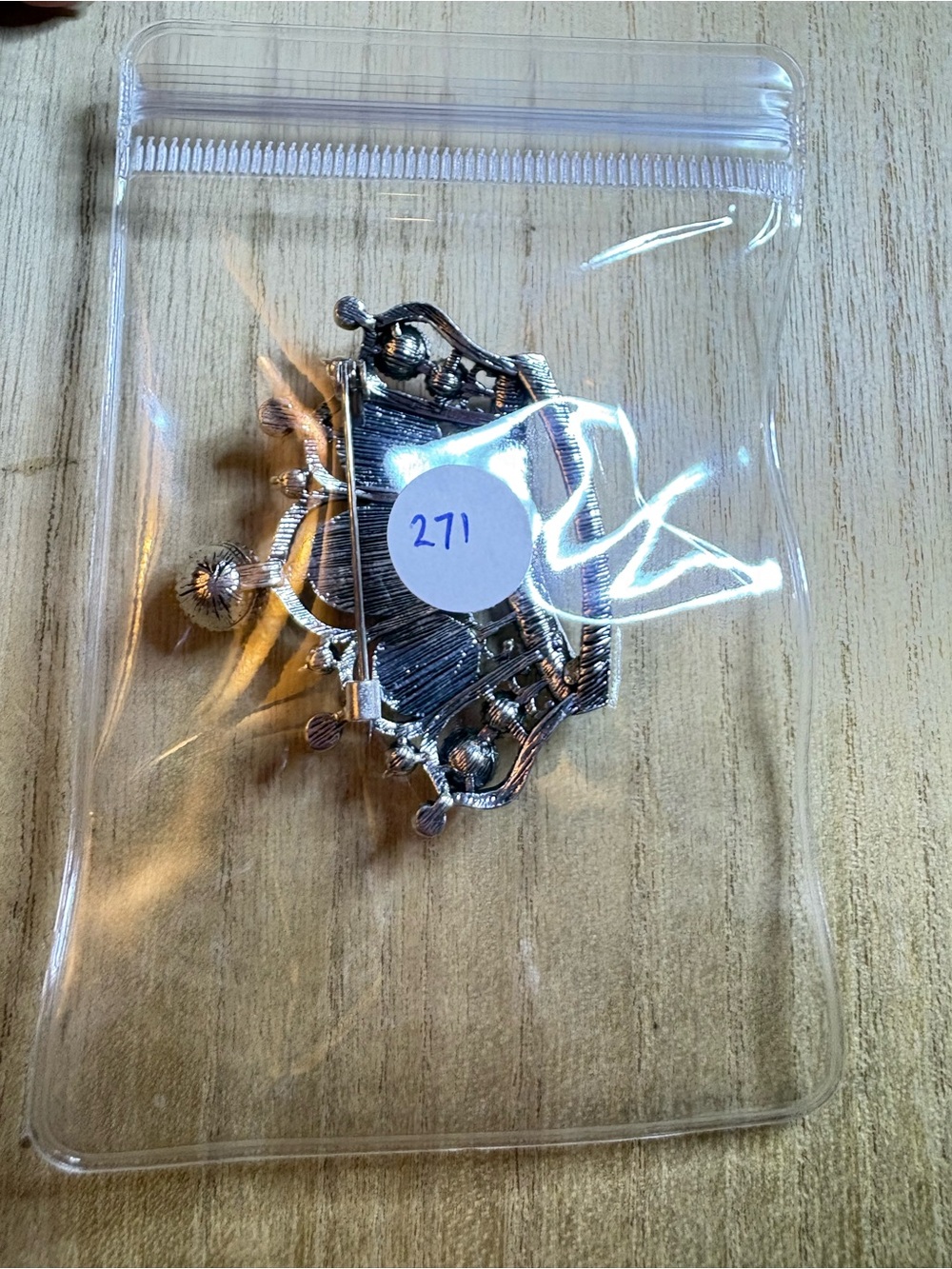 Purple Rhinestone Crown Brooch - Picture 6 of 6